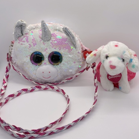 TY Beanie Babies Crossbody Reversible Sequin Unicorn Purse Hand Bag - Picture 1 of 8